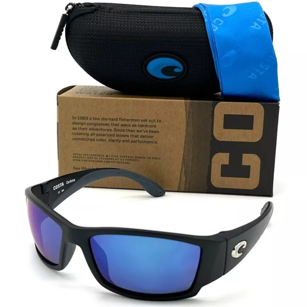 Costa Del Mar CORBINA Matte Black / Blue Mirror 580P 62mm Polarized Sunglass